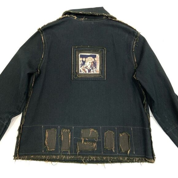 New✨ LINDA LUNDSTROM Distressed Denim Jacket - Picture 4 of 10